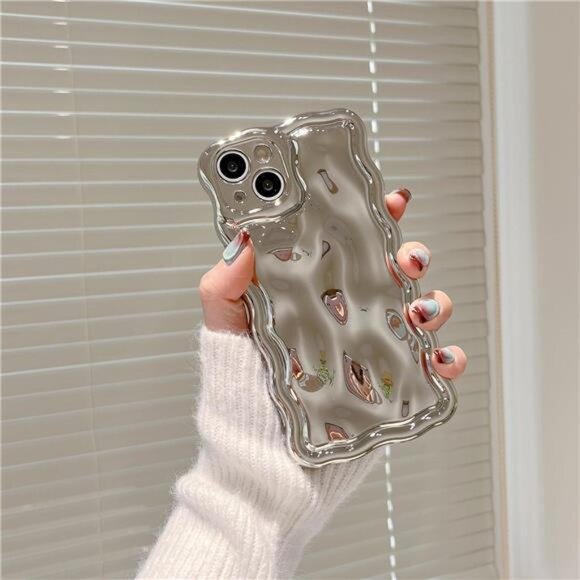 For Iphones all 16 15 14 13 Cute Kawaii Sliver Wavy Frame Girl Iphone Case Y2K - Picture 4 of 7